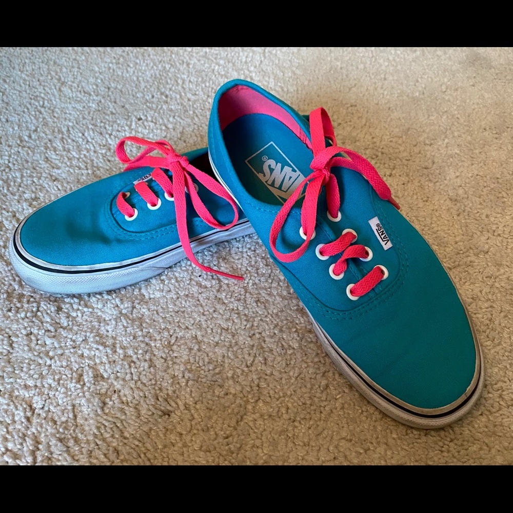 Turquoise and hot pink vans